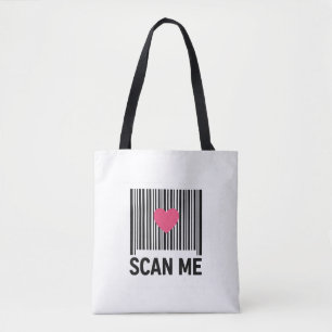Scan Me – Creative Barcode with Heart Design Tote Bag