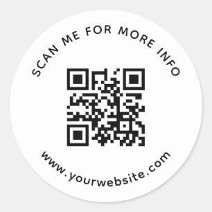 Scan Me For More Info Professional Company QR Code Classic Round Sticker