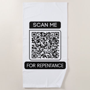 Scan Me For Repentance QR Code Beach Towel