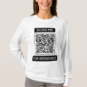 Scan Me For Repentance QR Code Long Sleeve Woman's T-Shirt