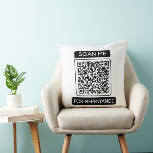 Scan Me For Repentance QR Code Throw Pillow