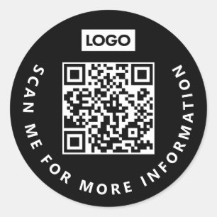 Scan Me Logo Business QR Code Scannable Classic Round Sticker