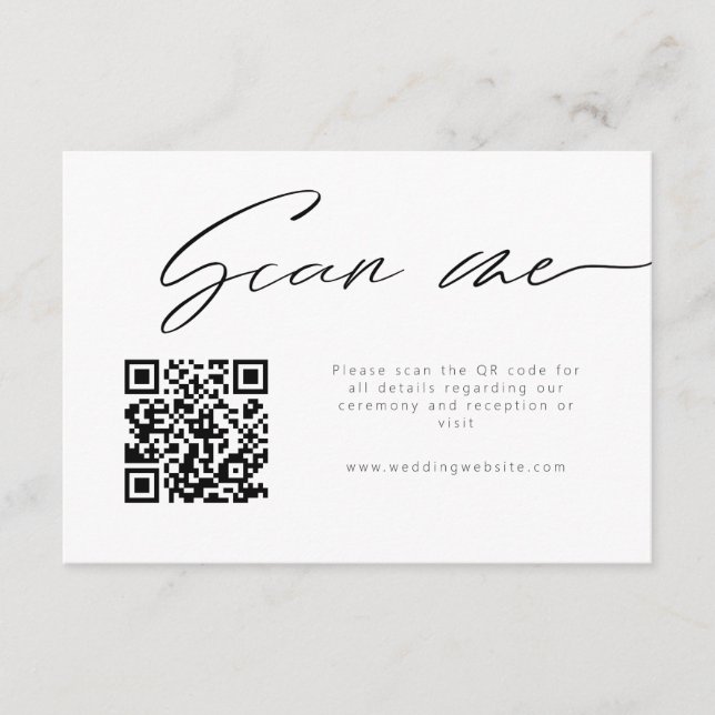 Scan Me Modern Calligraphy QR Code Details Enclosure Card (Front)
