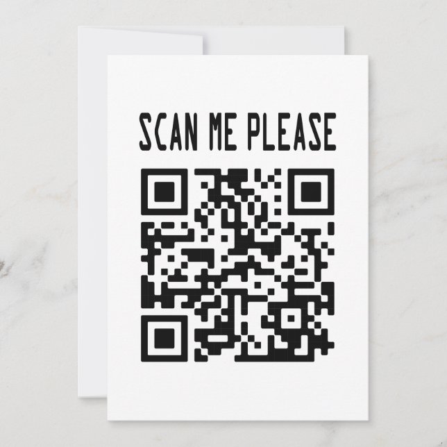 Scan Me Please QR Code – Smile, It's Free Invitation (Front)
