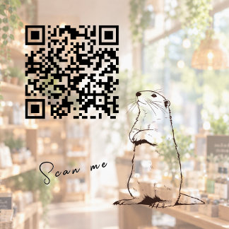Scan me QR Code Cute Prairie Dog Pet Cafe Shop Window Cling