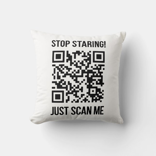 Scan Me QR Code for a Motivational Boost Throw Pillow (Front)