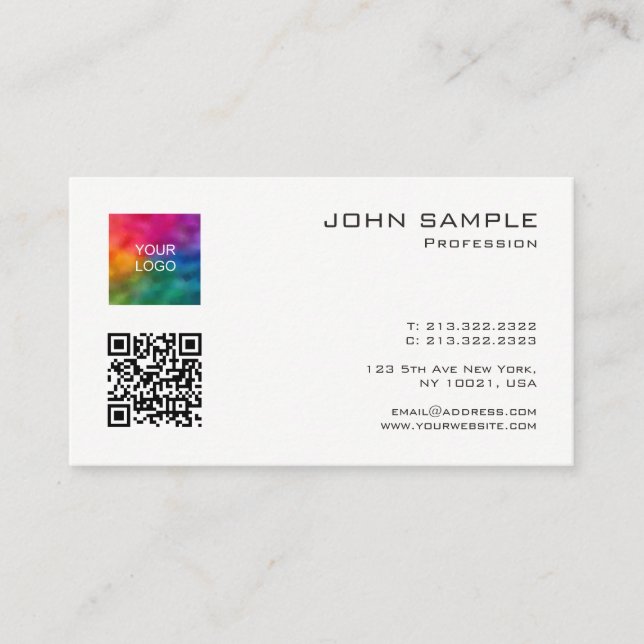 Scan Me QR Code Professional Template Upload Logo Business Card (Front)
