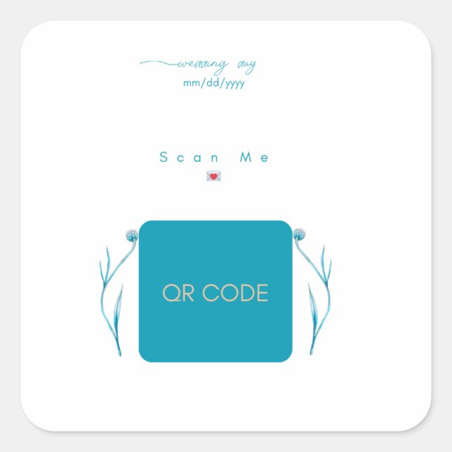 Scan Me QR Code Sticker Wedding Envelope Seal  (Front)