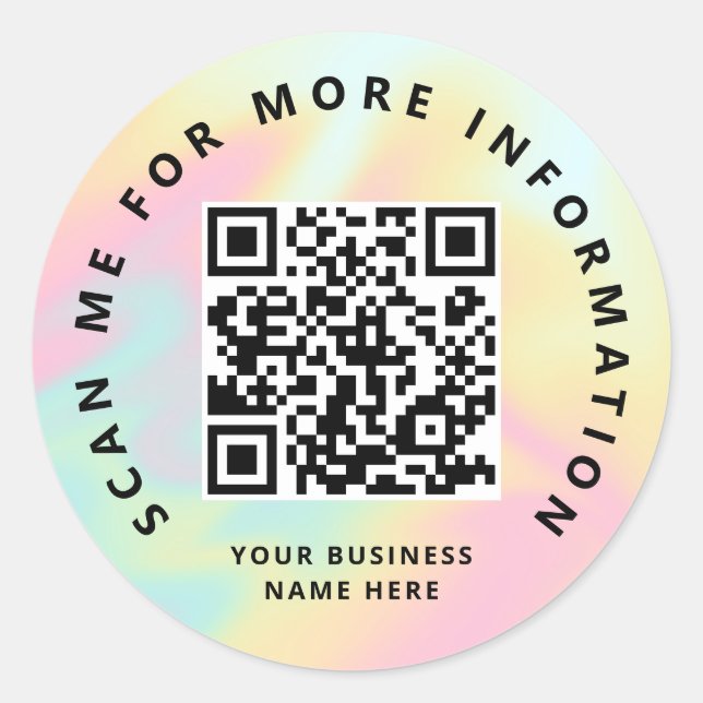 Scan Me Rainbow Pastel Colour QR Code Scannable Classic Round Sticker (Front)