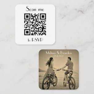 Scan me to RSVP Wedding QR Code Photo Response Square Business Card