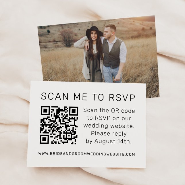 Scan Me to RSVP Wedding QR Code Photo RSVP Enclosure Card (Creator Uploaded)