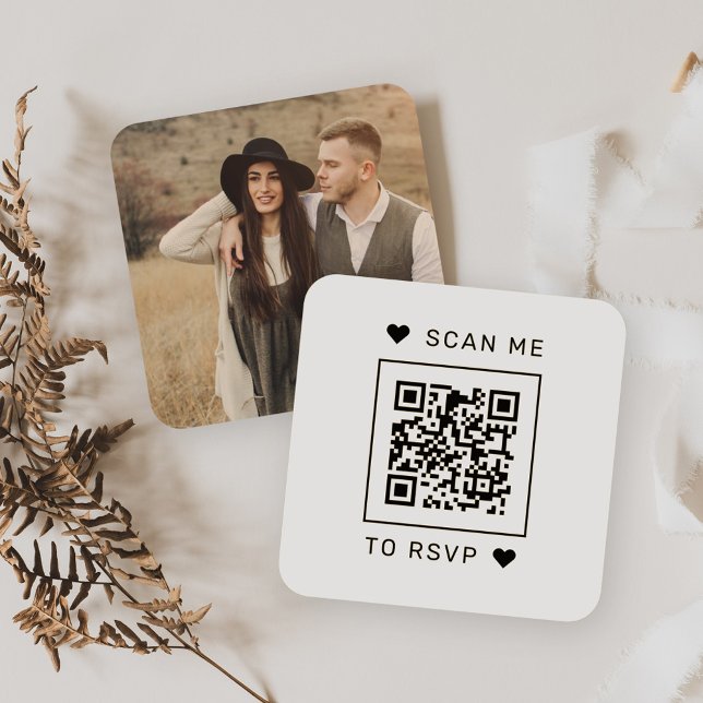 Scan Me to RSVP Wedding QR Code Response Square Business Card (Creator Uploaded)