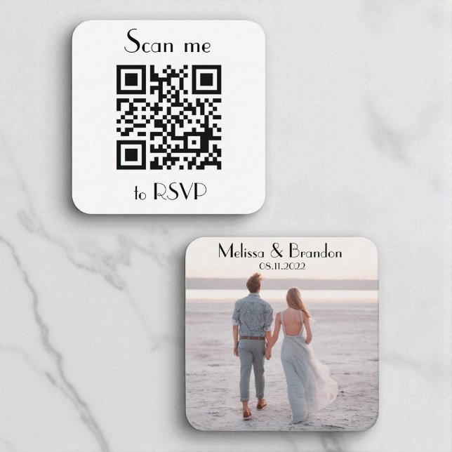 Scan me to RSVP Wedding QR Code Response Square Business Card (Creator Uploaded)