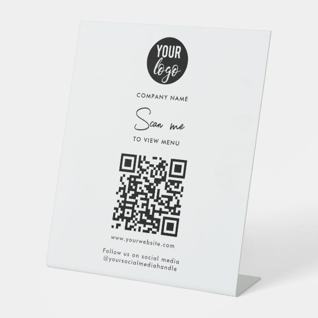 Scan Me To View Menu Order QR Code  Pedestal Sign (Front)