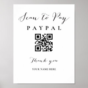 Scan Pay QR Code Sign Wedding Bar Valet Business