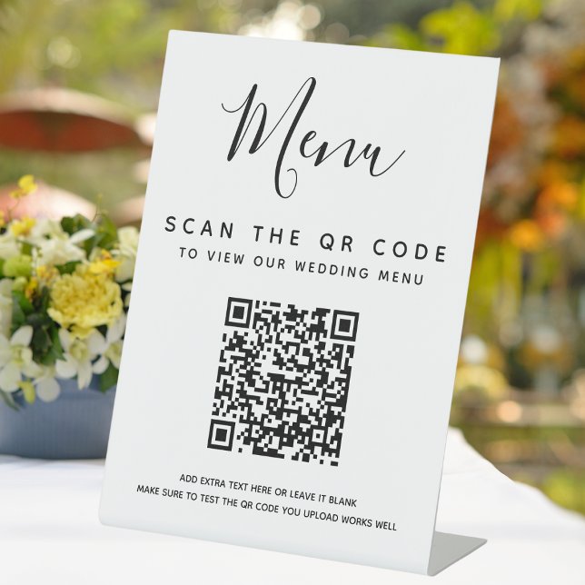 Scan QR Code Digital Wedding Menu Table Pedestal Sign (Scan QR Code Digital Wedding Menu Table Pedestal Sign
)