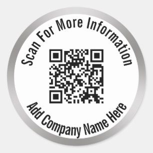 Scan QR Code For More Information Metal Look  Classic Round Sticker