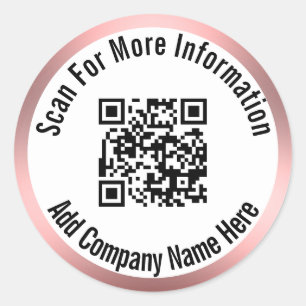 Scan QR Code For More Information Pink Border Classic Round Sticker