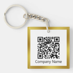 Scan QR Code Gold and White Business Keychain