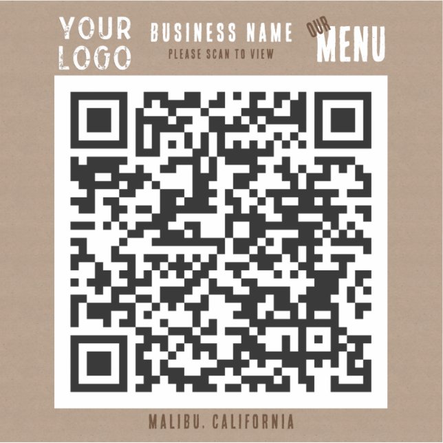 Scan QR Code Menu Rustic Charm Kraft Paper  (Front)