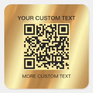 Scan QR Code Modern Elegant Gold Custom Template Square Sticker