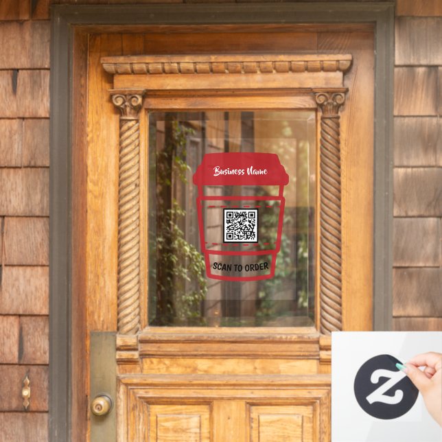 Scan QR Code Restaurant Coffee Order Menu Window C Window Cling (Home Door)