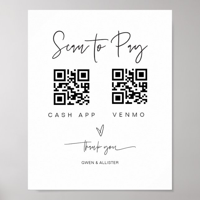 Scan QR Code Sign Wedding Bar Valet Business G400 (Front)