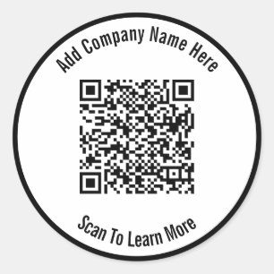 Scan QR Code To Learn More Business Template Classic Round Sticker