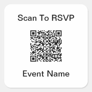 Scan QR Code To RSVP Event Name Text Template Square Sticker