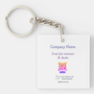 scan QR for contact & deals business name website Keychain