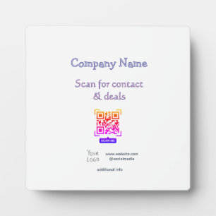scan QR for contact & deals business name website  Plaque