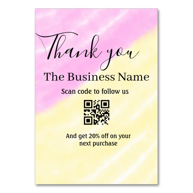 Scan QR to follow us thank you discount code pink  (Front)