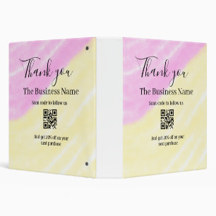 Scan QR to follow us thank you discount code pink Binder