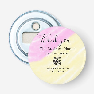 Scan QR to follow us thank you discount code pink Bottle Opener