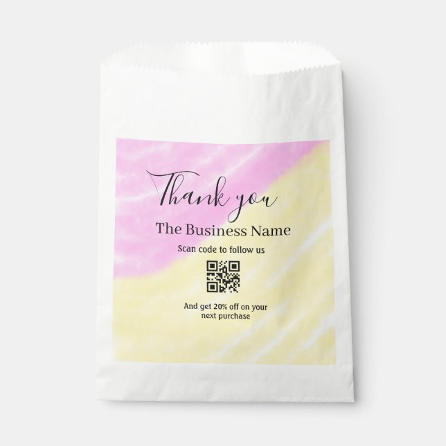 Scan QR to follow us thank you discount code pink  Favour Bag (Front)