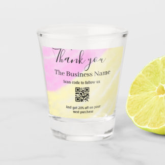 Scan QR to follow us thank you discount code pink  Shot Glass