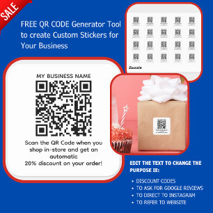 Scan the QR Code for a Discount CUSTOM BRANDED     Square Sticker