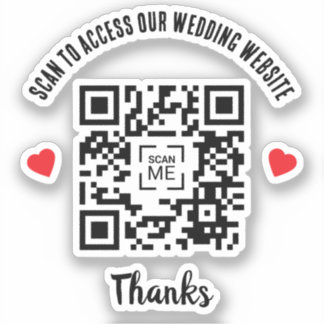 Scan To Access Wedding Website Red Heart QR Code