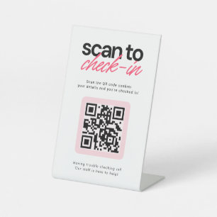Scan to Check in QR Code Business Tabletop Sign