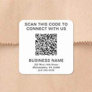 Scan to Connect QR Code Business Square Sticker