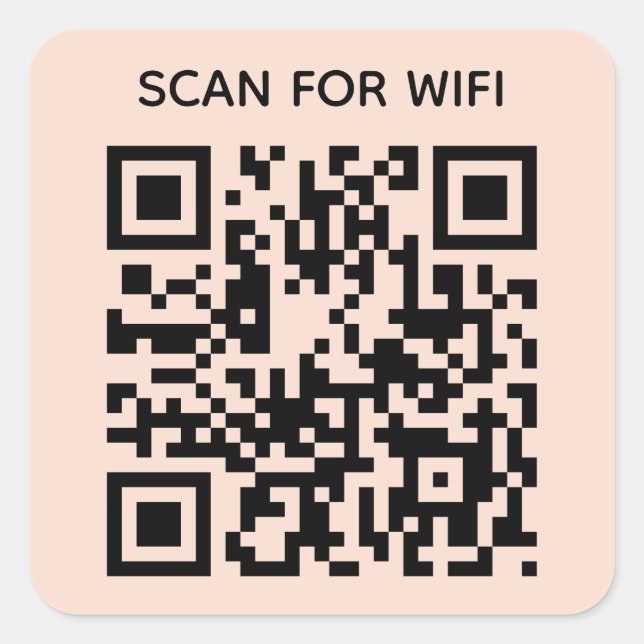 Scan to connect Wifi QR Code Modern Blush Pink Square Sticker (Front)