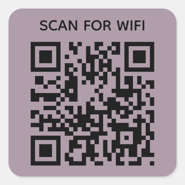 Scan to connect Wifi QR Code Modern Dusty Mauve Square Sticker (Front)