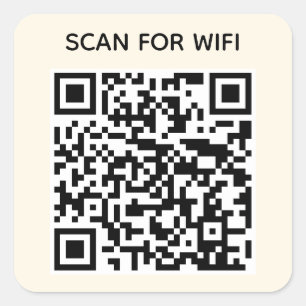 Scan to connect Wifi QR Code Modern Natural White Square Sticker
