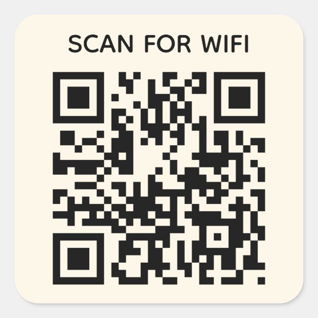 Scan to connect Wifi QR Code Modern Natural White Square Sticker (Front)