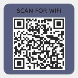Scan to connect Wifi QR Code Modern Navy Blue Square Sticker