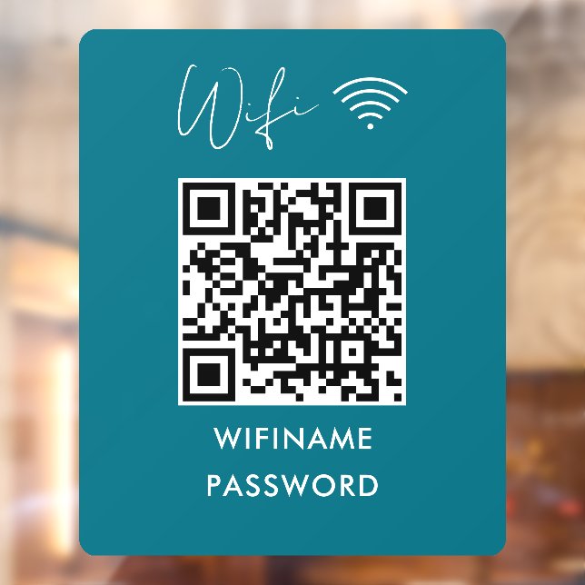 Scan To Connect Wifi Qr Code Password Modern Blue Window Cling (Sheet 2)