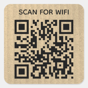 Scan to connect Wifi QR Code Rustic cardboard Square Sticker