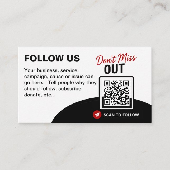 Scan to Follow QR Code Design Template Business Card (Front)