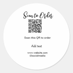 Scan to order scan QR code add website email  Classic Round Sticker