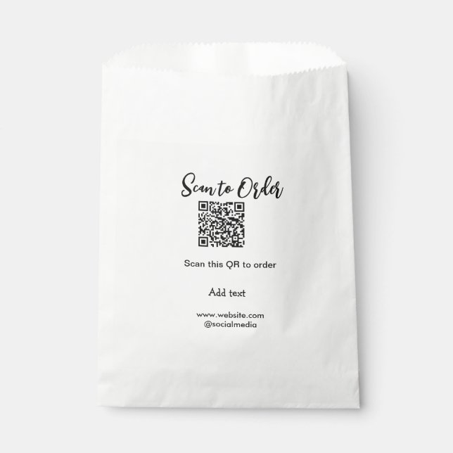 Scan to order scan QR code add website email  Favour Bag (Front)